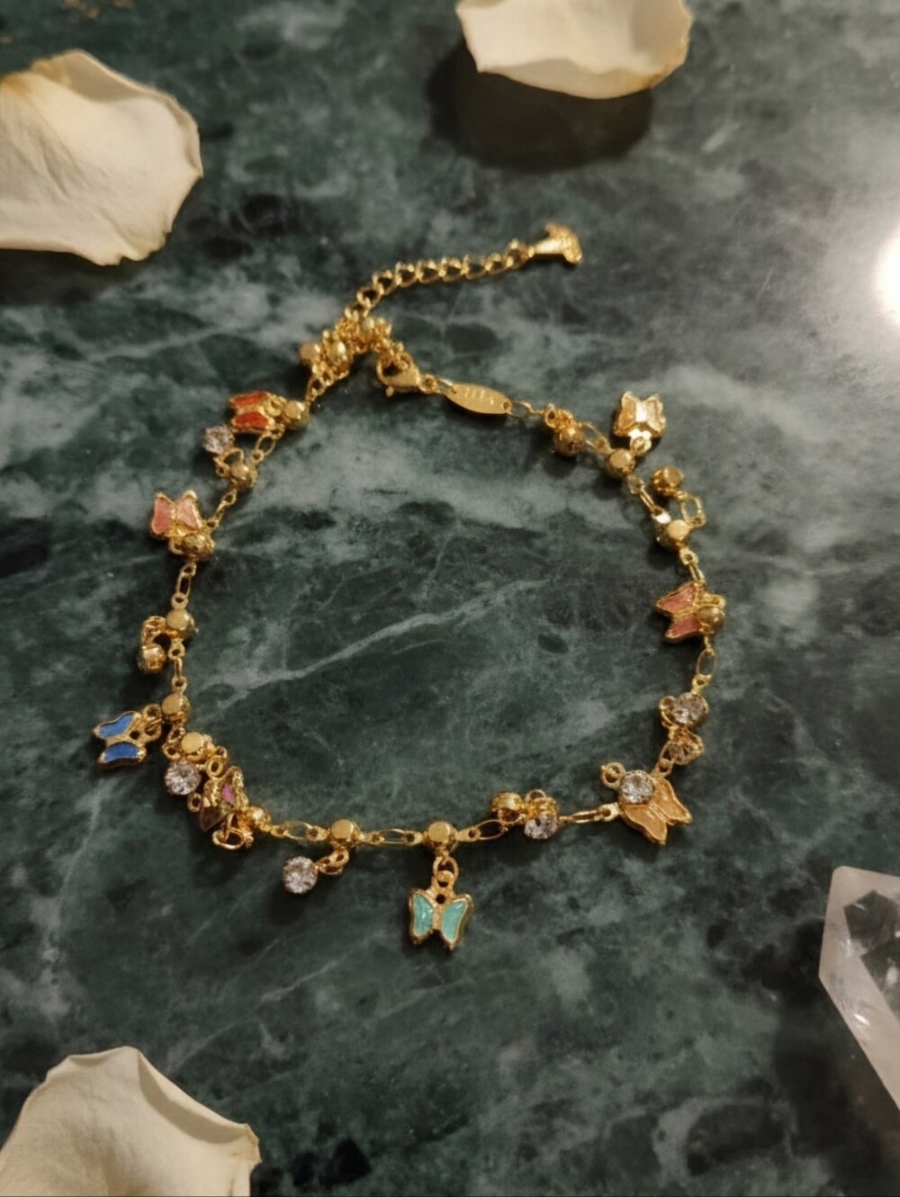 ​90s Nostalgia Colorful Butterfly Rhinestone Anklet